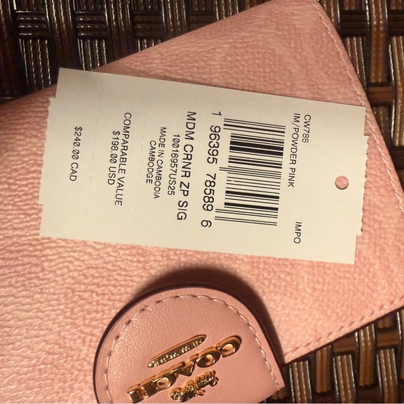 Coach Medium Corner Zip Wallet In Signature Canvas CW786 In POWER PINK - Picture 7 of 7